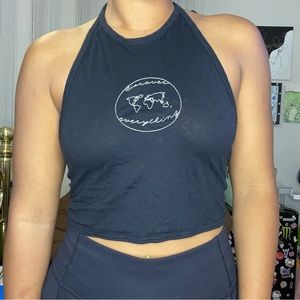 Good hYOUman black embroidered halter top